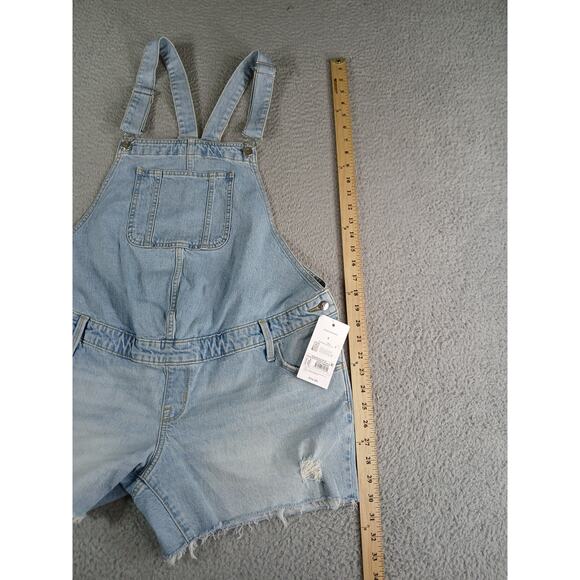 Isabel Maternity Overalls Womens 8 Blue Denim Shorts Bib Shortall Pregnancy NWT - Picture 7 of 12
